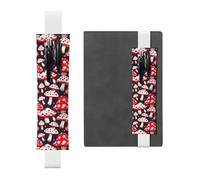 Kashinn Red White and Mushroom Print Leather Pen Holder Elastic Band Pencil Case Bookmark for Notebooks Diaries Planners