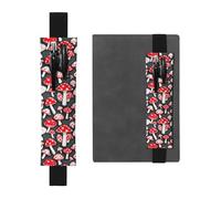 Kashinn Red White Mushroom Print Leather Pen Holder Elastic Band Pencil Case Bookmark for Notebooks Diaries Planners
