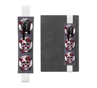 Kashinn Rose Skull Print Leather Pen Holder Elastic Band Pencil Case Bookmark for Notebooks Diaries Planners