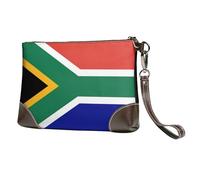 Kashinn South African flag Print Genuine Leather Wristlet Clutch Wallet Purse Handbag Cell Phone Pocket for Women
