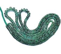 Kashish Gems & Jewels AAA+ Emerald 2 mm - 5 mm Smooth Rondelle Beads | 17 Inch Strand | Natural Green Emerald Gemstone Loose Bead Strand for Jewellery Making