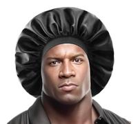 Kashmir Accessories Ltd Rosemary Oil Infused Men Silky Bonnet Cap - Large Size, Black, Promotes Hair Growth, Reduces Breakage, Soft Satin Fabric for Hair Protection - 7509