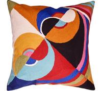 Kashmir Designs Delaunay Decorative Pillow Cover Joy Modern Couch Pillowcase Contemporary Couch Cushion Abstract Farmhouse Chair Pillowsham Hand Embroidered Wool Size 18x18