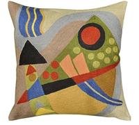 Kashmir Designs Kandinsky Abstract Pillow Cover - Original | Modern Toss Pillows Modern Chair Cushion Contemporary Pillowcase Farmhouse Chair Cushion Couch Handmade Wool Size 18x18