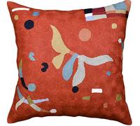 Kashmir Designs Kandinsky Modern Pillow Cover Orange Abstract Pillowcase Modern Chair Cushion Contemporary Pillowsham Outdoor Mid Century Chair Handmade Wool Size 18x18