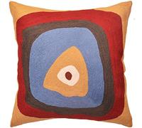 Kashmir Designs Kandinsky Modern Pillow Cover - Ruby Abstract Pillowcase Farmhouse Chair Contemporary Cushion Outdoor Pillowsham Mid Century Handmade Wool Size 18x18