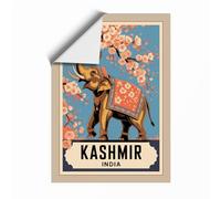 Kashmir Elephant Vintage Unframed Wall Art Print A2 (59.4×42cm), Wall Decor for Living Room, Bedroom, Office & Home, Art Gift