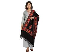 Kashmir Women Stole Shawl Scarf Wrap with Indian Embroidery Flower