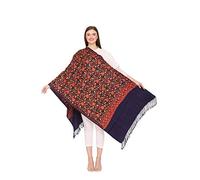 Kashmir Women Stole Shawl Scarf Wrap with Indian Embroidery Flower - Blue 6387