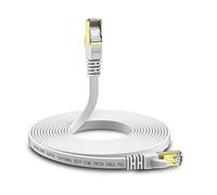 KASIMO Cat 8 Flat Ethernet Cable 3M Cat8 Internet LAN Cable 40Gbps 2000MHz High Speed Network Patch Cable White SSTP Ethernet Cord with RJ45 Gold Plated Connector for Router Modem Switch Gaming