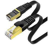 KASIMO Ethernet Cable 2M Black, Cat 7 Gigabit Lan Network Cable RJ45 High-Speed Flat Ethernet Cable 10Gbps 600Mhz/s STP Compatible with PC,Game Console,PS4, PS5,Switch,Modem,Smart TV,Patch Panel