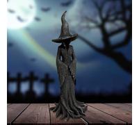 Kasituny Cracker Barrel Witch Statue, Halloween Tree Root Witch Statue, Retro Magician Decor, Mysterious Curse Theme, Dark Fantasy Ornament, Halloween Festival Collectible (7.87 inches)
