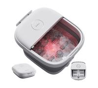 KASJ T5-A Portable Collapsible Foot Spa Bath Massager - Heat, Bubbles & Red Light, 6 Roller Massage with Drainage Outlet for Home Relaxation