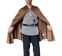 Kasjuante Renaissance Cloak Gothic Medieval Cape with Hooded Men Women Capelet for Halloween Costume (Brown)