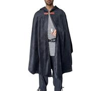 Kasjuante Renaissance Cloak Gothic Medieval Cape with Hooded Men Women Capelet for Halloween Costume (Black)
