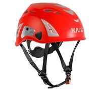 KASK Safety Helmet Superplasma HI VIZ - Industrial Safety Helmet, Rotating Wheel, Reflective Strips, EN 397, Color: Red