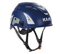 KASK Safety Helmet Superplasma HI VIZ - Work Safety Helmet, Adjustment Dial, Reflective Stripes, EN 397, Colour: Dark Blue