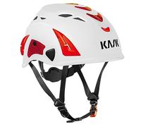 KASK Superplasma HI VIZ Safety Helmet with Rotating Wheel, Reflective Stripes, EN 397, Colour: White/Red, One Size