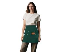 Kaslaider Half Waist Apron, Short Half Pinny with 3 Pockets, Waterproof Half-Waist Work Apron, Waiter Waitress Catering Serving Waist Apron, Unisex Kitchen Chef Cooking Half Aprons (Dark Green)