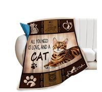 kaslhsQ Cat Blanket, Bengal Cat Throw Blankets, Bengal Gifts for Women Boys Girls Men Lover Adult Cozy Fleece Flannel Bedding Stuff Animal Plush for Couch Sofa Bed 40"X50"