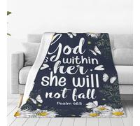 kaslhsQ Christian Psalm Blanket Daisy Butterfly Bible Verse Decor Throw Blanket Gifts for Girls Boys Super Warm Soft Plush Fleece Flannel Winter Couch Bedding Blankets for Kids Adults Women 50"X40"