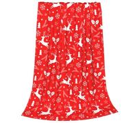 kaslhsQ Christmas Holly Berries Deer Fleece Throw Blanket Soft Flannel Plush Lightweight Warm Cozy Blanket for Men Women Couch Bed Sofa Travel 80"x60"