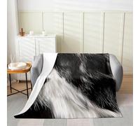 kaslhsQ Cow Fur Fuzzy Blanket Kids Cowhide Flannel Fleece Throw Blanket Farmhouse Cowboy All Season Bed Blanket for Sofa Couch Western Farm Animal Skin Brown White Plush Blanket Queen 90"x90"
