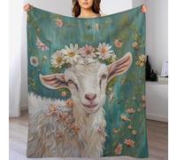 kaslhsQ Flower Goat Blanket Flannel Throw Blanket Lightweight Soft Warm Cozy Travel Blanket Fit Couch Sofa Bed Living Room Bedroom Gift for Women Men Girls Boys All Season 60"x80"
