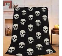 kaslhsQ Gothic Skull Blanket Soft Cozy Spooky Skull Plush Throw Blanket Super Warm Fleece Fuzzy Halloween Skeleton Bedding Blanket Gifts for Kids Girls Boys Women Bed Decor Stuff 60"X80"