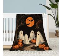 kaslhsQ Halloween Throw Blanket for Baby Pet Toddler Infant Spooky Black Pumpkins Ghosts Blankets Crib Stroller Decorative Lightweight Fuzzy Soft Plush Fleece Blankets and Throws 30x40