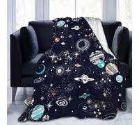 kaslhsQ Space Blanket for Kids, Space Adventure Planet Rocket Galaxy Fleece Flannel Blanket,Ultra Soft Fluffy Bed Blanket Throw for Sofa Couch, Solar System Starry Sky Constellation, 50" 60"