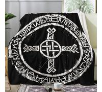 kaslhsQ Viking Rune Throw Blanket, Norse Mythology Fleece Blanket for Couch Bed Sofa, Black and White Celtic Blankets and Throws, Decor & Gifts, Super Soft Plush Flannel Blanket, 50x60