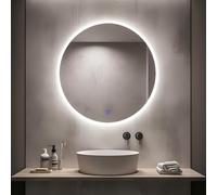 Kasloglow Round Bathroom Mirror with LED Lights 600mm 3 Colour Dimmable Lighting Touch Illuminated Wall Mounted Vanity Mirror 23.62 inch