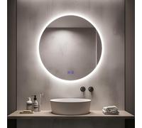 Kasloglow Round Bathroom Mirror with LED Lights 800mm 3 Colour Dimmable Lighting Demister Touch Illuminated Wall Mounted Vanity Mirror 31.5 inch