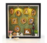 Kasmena DIY Pet Memorial Shadow Box Frame Kit - Cherish Your Beloved Pet Memories, Custom Photo Display with Mini Gold Frames & Pet Figurines, Pet Loss Memorial Keepsake for Dog Cat Owners