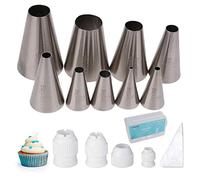 Kasmoire 9 Pcs Round Piping Tip,Macaron Piping Tip,Cake and Cookie Decorating Plain Tube Set
