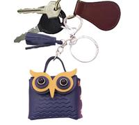 Kasmole Cute Tiny Bag Keychain, Cute Keyring Charm for Cellphone, Adorable Funny Leather Owl Keyring, Owl Coin Purse Keychain for Boys, Girls, Adults