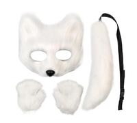 Kasmole Fox Costume,Halloween Dress Up Accessories - Kids Fox Face Cover Paw Tail Halloween Costume,for Boys Girls Teens Adults Masquerade Party Carnival Holiday Event