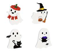 Kasmole Ghost Figurine, Cute Halloween Ghost Table Sign Set | Spooky Table Centerpieces for Holiday Kitchen Fireplace Party Indoor Porch Tiered Tray Apartment Housewarming
