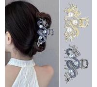 Kasmole Metal Dragon Claw Clip | Chinese Dragon Claw Clip Metal Dragon Hair Clip Dragon Year Metal Hairpin Elegant Dragon Hairpin with Pearl | for Women Girls