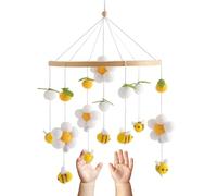 Kasmole Mobile for Crib | Wood Ornament Toy,with Pom-Poms Flowers Bees Wooden Crib Mobile - for Boys, Girls, Young Children, Nursery, Bedroom, Kindergarten, Travel, Stroller