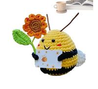 Kasmole Positive Bee | Sunflower Crochet Doll Positive Bee | Cute Dolls with Card Supportive Desk Accessories for Adults Boys Girls Birthday Christmas Goodie Bag Stuffers
