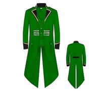 Kasmole Steampunk Men Coat, Halloween Steampunk Gothic Vampire Costume Men, Gothic Victorian Uniform Men's Medieval Costume Middle Length Punk Coat For Women