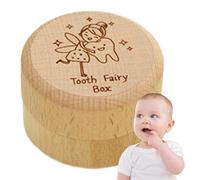 Kasmole Tooth Keepsake Box,Cute Carved Wooden Box for Baby Teeth | Teeth Container for Boy or Girl, Storage Box, Fairy, Tooth Saver for Baby Shower Birthday