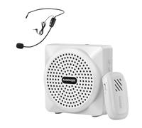 KASOHQEE 2-in-1 Voice Amplifier with Wireless Lavalier Microphone,Wired Microphone Headset,Omnidirectional Condenser Recording Mic for Teacher, Streaming,Classroom,Speech,ect (White)