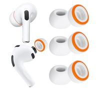 KASOTT 2025 Upgraded Memory Foam&Silicone Hybrid Ear Tips for AirPods Pro 3, Ultimate Comfort, Anti-Slip Eartips, Superior Noise Isolation, Fits in The Charging Case,3 Pairs (Orange, Medium)