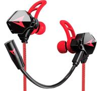 KASOTT Battle Buds Pro In-Ear Gaming Headset with Dual Microphone, Mute and Volume Control, Wired for Mobile Gaming, Switch, Xbox One, PS, PC (Red)