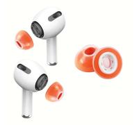 KASOTT Memory Foam Ear Tips for AirPods Pro 1st & 2nd Gen - Upgraded Liquid Silicone Rubber, Superior Noise Isolation, Secure Fit & Ultimate Comfort, Fits Charging Case, 1 Pair (Orange, Large)