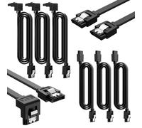 Kasoud 3PCS Sata Cable Iii 6gbps Straight Hdd Sdd Data Cable and 3PCS 90 Degree Right Angle Sata Cables, Straight 7 PinSata Iii Cable with Locking Latch forSata Hdd, Ssd, CD Driver, CD Writer (0.5m)