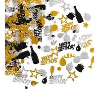 Kasoud Birthday Cake Confetti - 30g Gold & Black Star Confetti for Girls, Women, Men & Kids' Birthday Parties